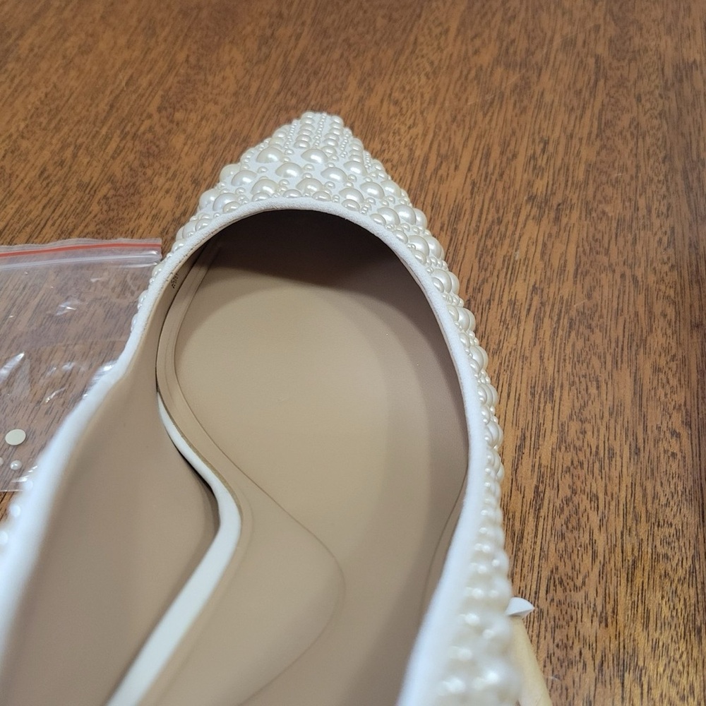 INC International Concepts Pearl-Studded Cream Heels - Picture 7 of 7